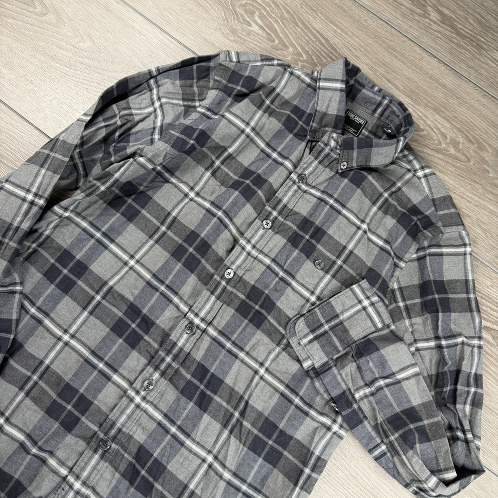 Todd Snyder Mens Flannel Button Down Shirt Gray Black Plaid Medium